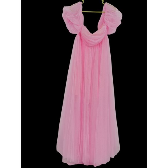 FAERIESTY Size Medium Maxi Dress Pink Tulle Fairy Flowy Elegant NWT - Picture 1 of 6